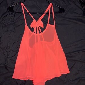 Neon Pink Sheer Strappy Top